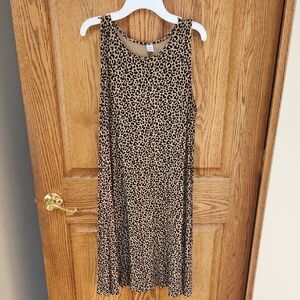 Sleeveless Leopard Print Midi Dress - Brown/Black